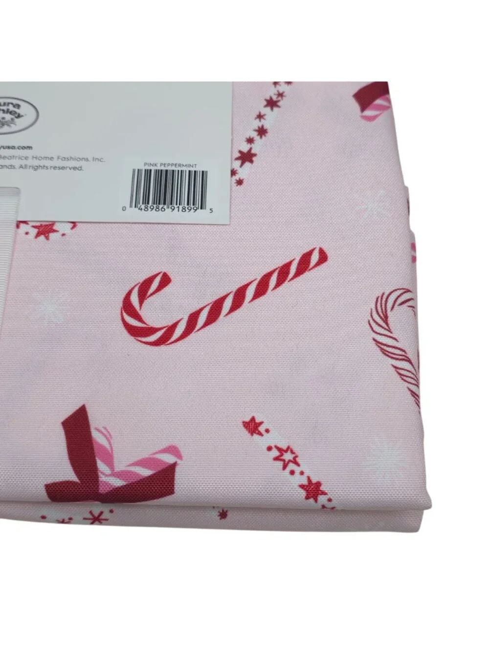 Laura Ashley Pink Peppermint Easy Care Tablecloth 60